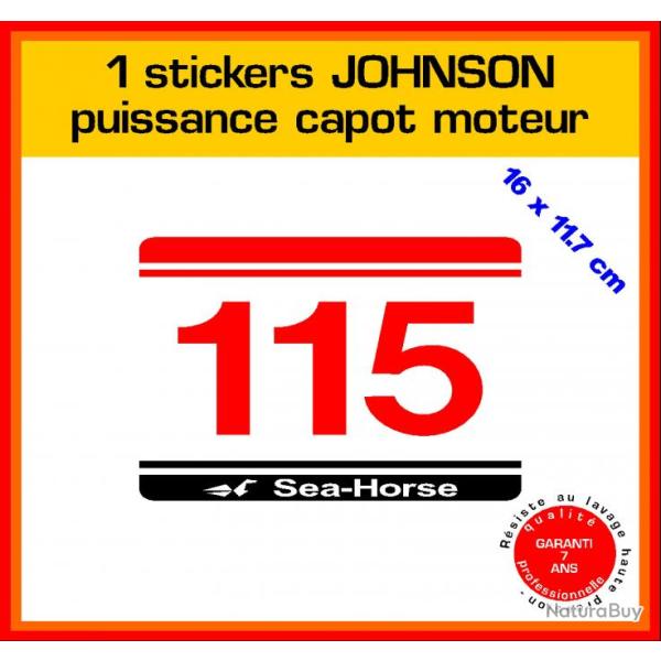 1 sticker JOHNSON puissance moteur 115 cv srie 5 hors bord bateau barque pche