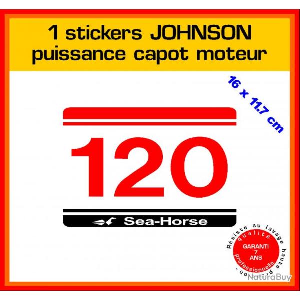 1 sticker JOHNSON puissance moteur 120 cv srie 5 hors bord bateau barque pche