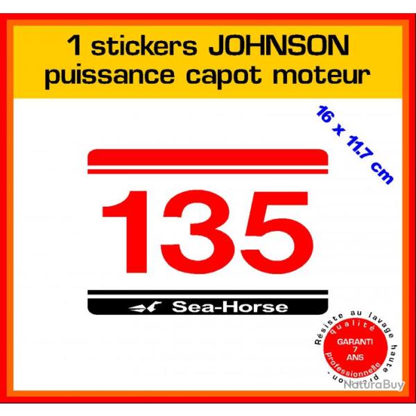 1 sticker JOHNSON puissance moteur 135 cv srie 5 hors bord bateau barque pche