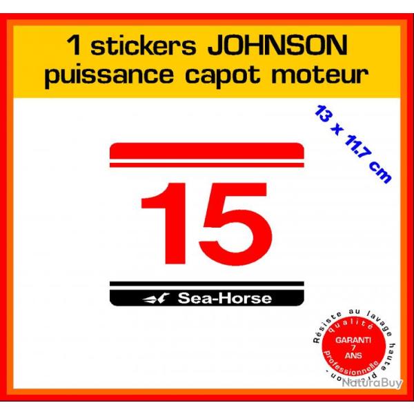 1 sticker JOHNSON puissance moteur 15 cv srie 5 hors bord bateau barque pche