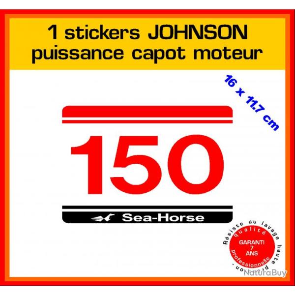1 sticker JOHNSON puissance moteur 150 cv srie 5 hors bord bateau barque pche