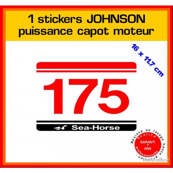 1 sticker JOHNSON puissance moteur 175 cv srie 5 hors bord bateau barque pche