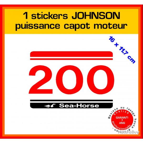 1 sticker JOHNSON puissance moteur 200 cv srie 5 hors bord bateau barque pche