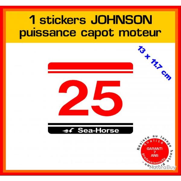 1 sticker JOHNSON puissance moteur 25 cv srie 5 hors bord bateau barque pche