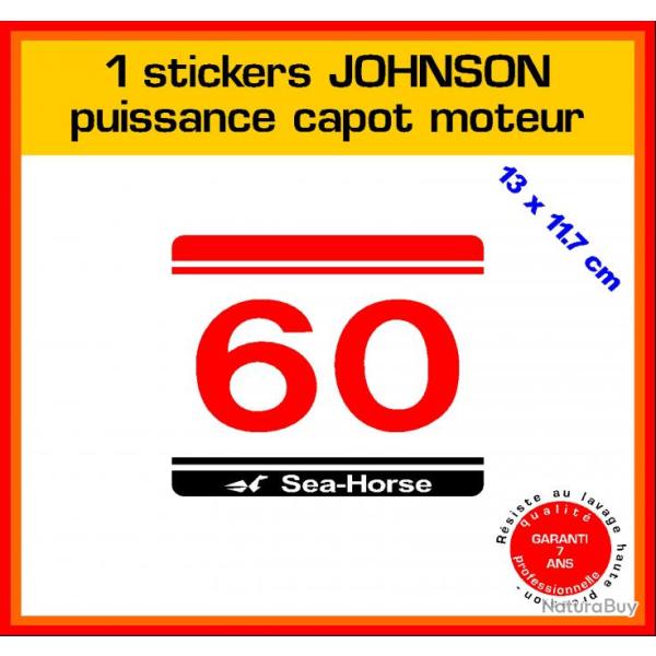 1 sticker JOHNSON puissance moteur 60 cv srie 5 hors bord bateau barque pche
