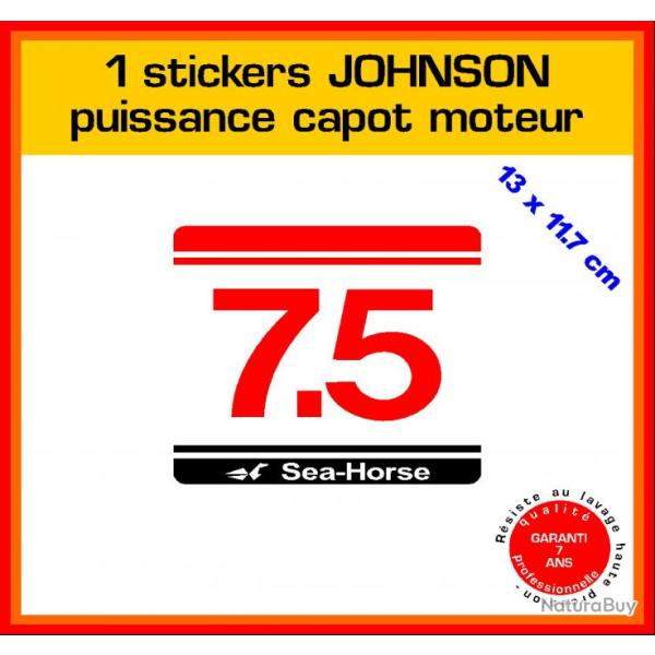 1 sticker JOHNSON puissance moteur 7.5 cv srie 5 hors bord bateau barque pche