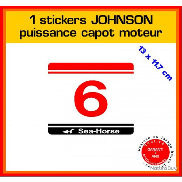 1 sticker JOHNSON puissance moteur 6 cv srie 5 hors bord bateau barque pche
