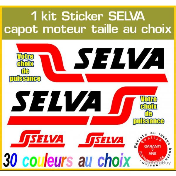 1 kit sticker SELVA capot moteur srie 4 hors bord bateau barque pche