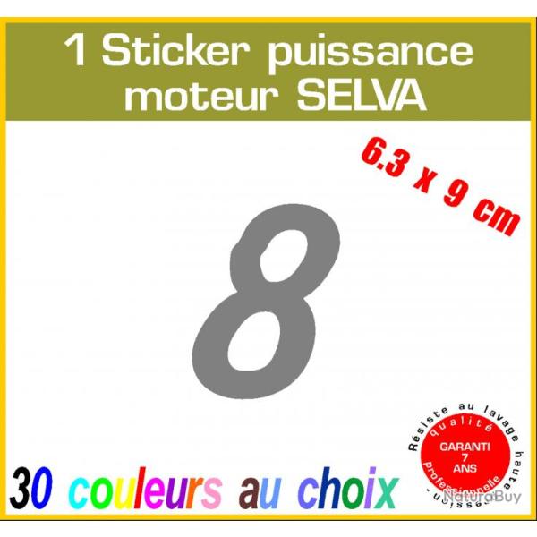 1 sticker SELVA puissance moteur 8 cv srie 1 hors bord bateau barque pche