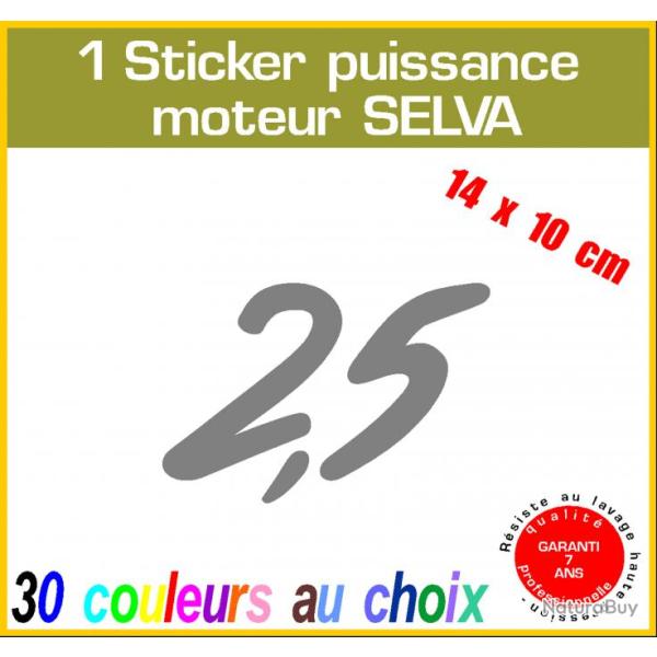 1 sticker SELVA puissance moteur 2.5 cv srie 1 hors bord bateau barque pche