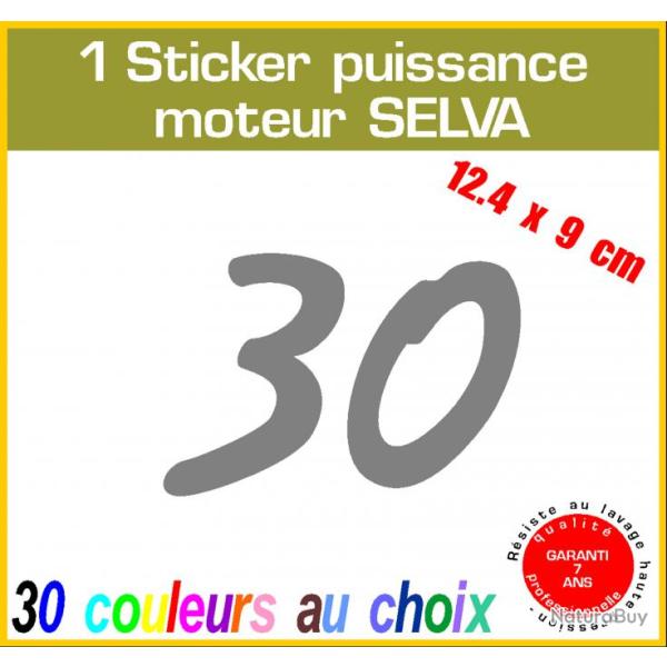 1 sticker SELVA puissance moteur 30 cv srie 1 hors bord bateau barque pche