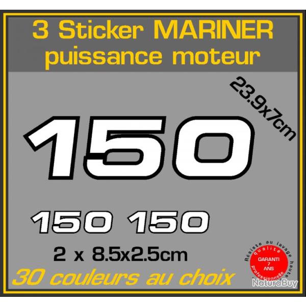 3 sticker MARINER puissance moteur 150 cv serie 2 hors bord bateau peche