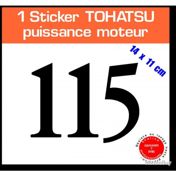 1 sticker TOHATSU puissance 115 cv srie 3 capot moteur hors bord bateau barque