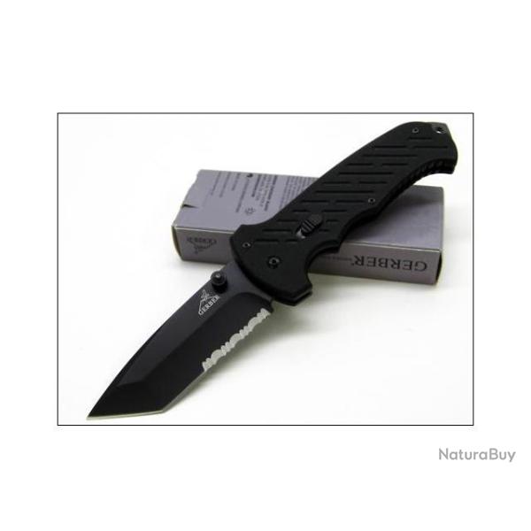 Couteau Gerber FAST Lame Tanto Serrated Acier Carbone Manche G-10 G0118