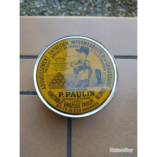 OBJET DE POILU BOITE GRAISSE CHAUSSURE EQUIPEMENT PAULIN POILU GUERRE  1914-1918