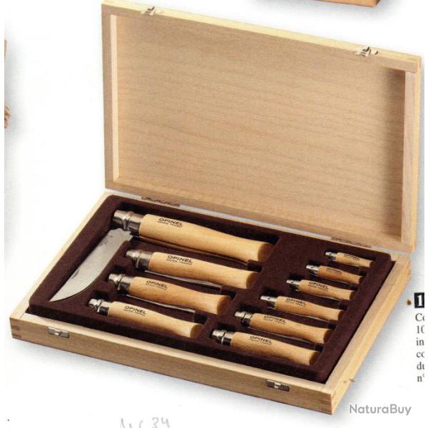COLLECTOR 10 OPINEL dont 4 � votre Pr�nom en PLUMIER bois