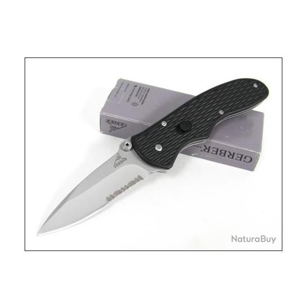 Couteau Gerber F.A.S.T. Draw Lame Acier 440 Serrated Manche Fibre Nylon Made In USA G7161