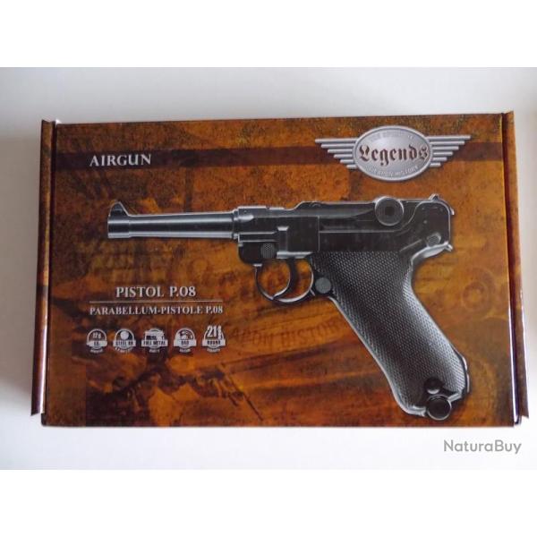 Pistolet  LEGENDS  P.08 d'auto dfence   Airguns   Co2  Billes Acier Cal 4.5