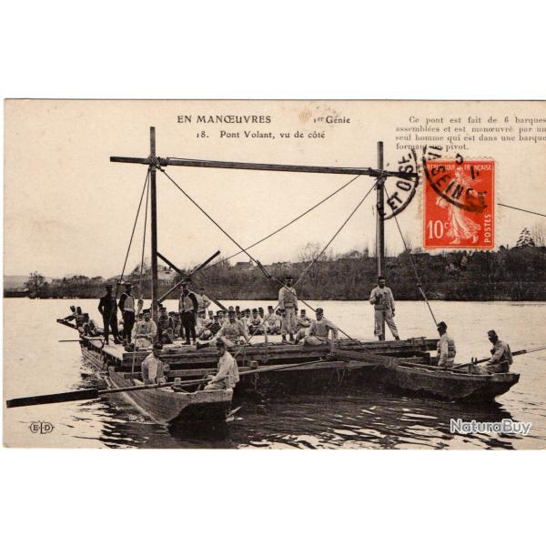 CPA -  Militaire-  EN MAN�UVRES 1 er G�nie Pont Volant  vu de cote  N�1213