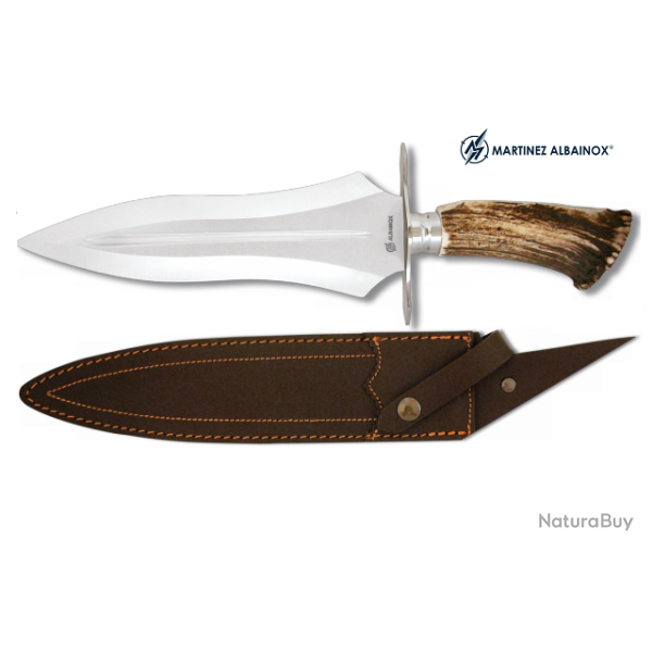 Couteau de chasse 38 cm manche corne de cerf