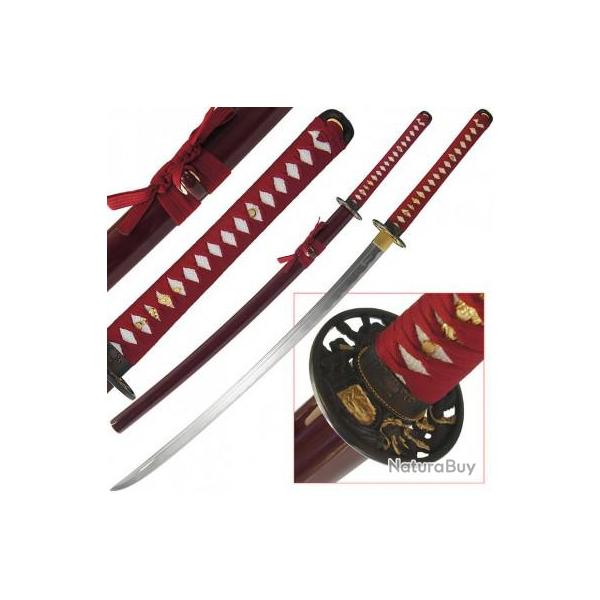 KATANA  IMPERIAL  Forg� � la main de couleur rouge