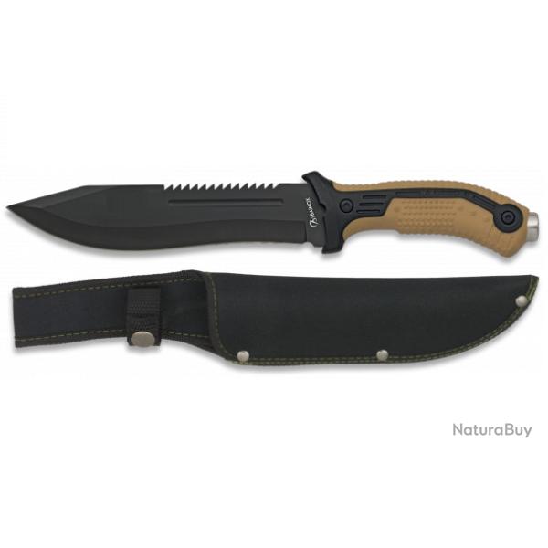 Couteau Tactique coupe barbel� Sable et Noir avec �tui pour ceinture