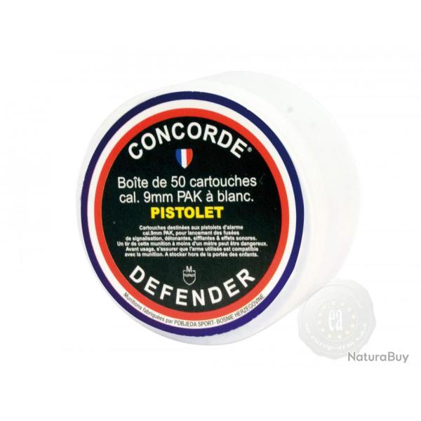 Boite de 50 Cartouches de D�fense Cal. 9 mm PAK � Blanc  PISTOLET