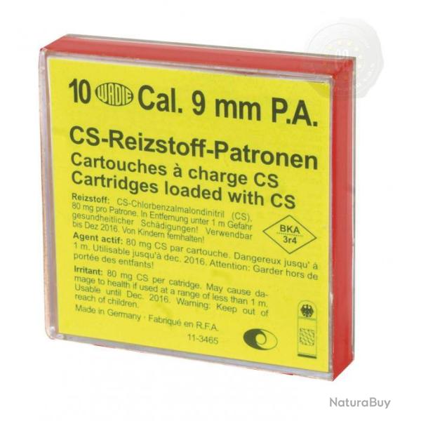 Munitions Boite de 10 Cartouches de D�fense Cal. 9 mm � GAZ pour  PISTOLET