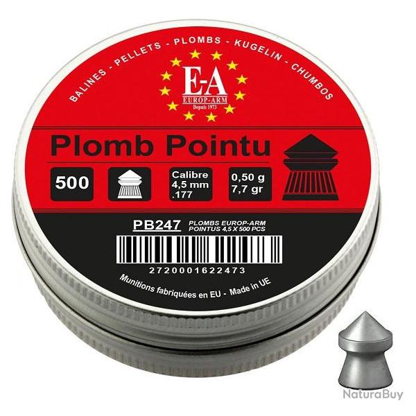 Boite de 500 PLOMBS  � T�te Pointue  4.5 mm