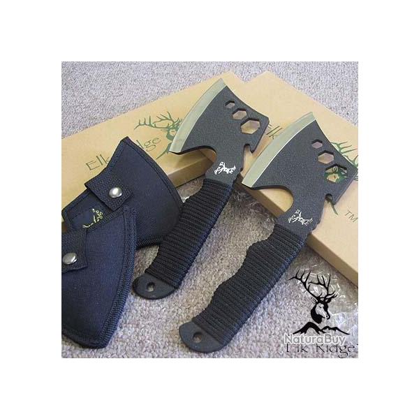 LOT DE 2 - Hache Tactical Axe Tomahawk Combat Extraction Acier 440 Manche Paracorde ER272