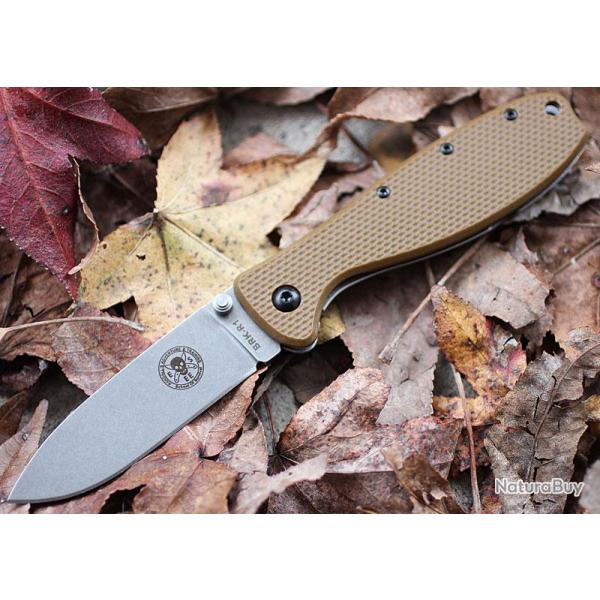 Couteau Esee BRK Zancudo Framelock Lame Acier AUS-8 Manche FRN Coyote BRKR1CB