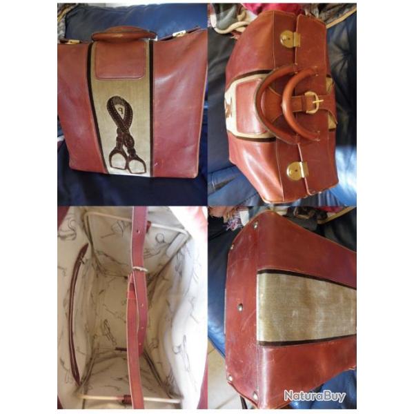 vintage sac du voyage PRINCIPE motif cheval
