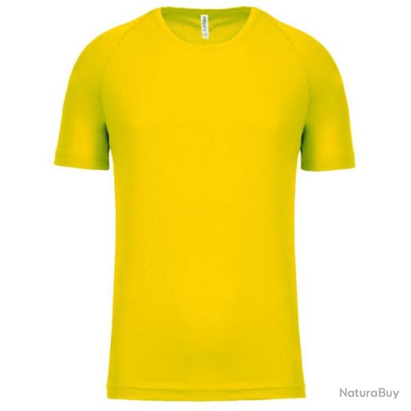 Tee shirt respirant � sechage rapide jaune fluo