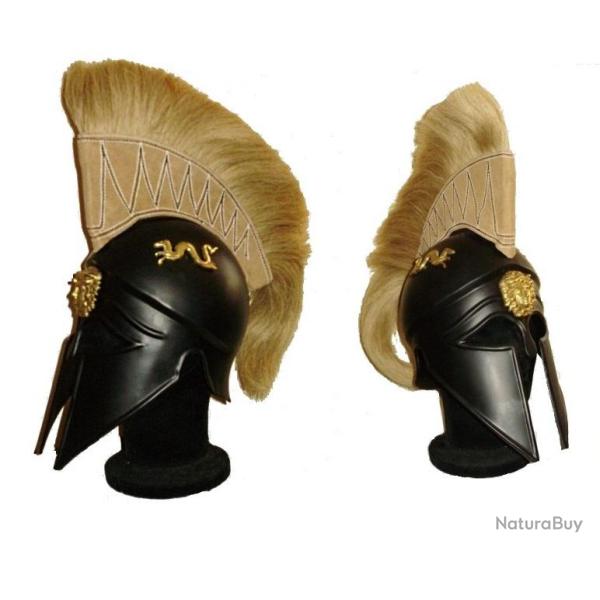 Casque  CORINTHIEN noir avec crin de cheval