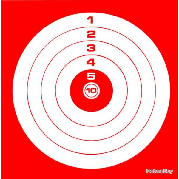 LOT DE 100 CIBLES TIR 14 X 14CM COINS ROUGES