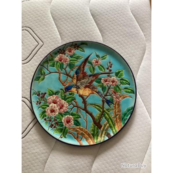 Grand Plateau Emaux de Longwy d�cor� par RIZZI 41/100 rehauss�  JM Collector.