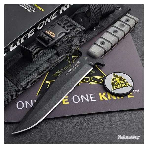 Couteau De Combat Tops US Combat Knife Acier Carbone 1095 Manche Micarta Made In USA TPUS01