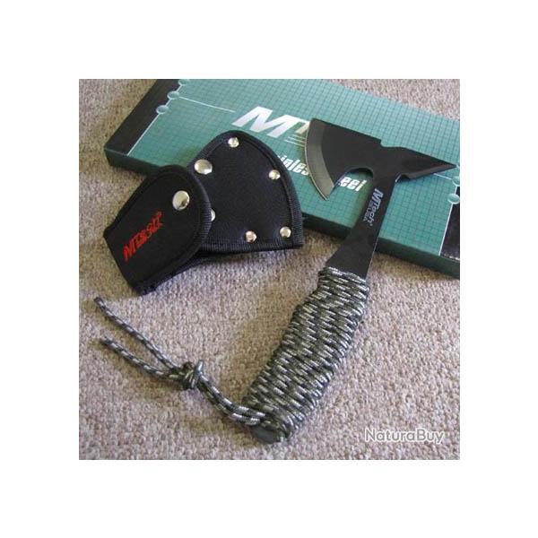 Hache Tactical Axe Tomahawk Lancer Mtech Attact Acier 440 Manche Paracorde MT600CA