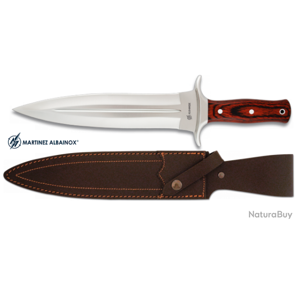 Couteau de chasse 36 cm manche bois  avec son Etui tout Cuir