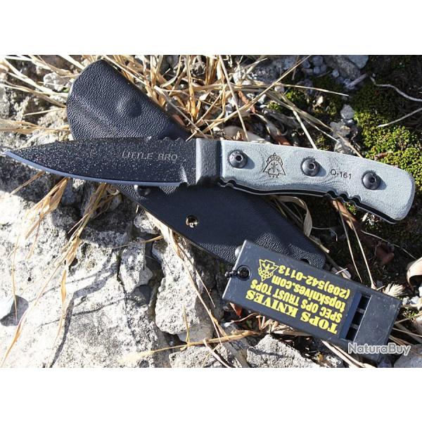 Couteau Tops Little Bro Lame Acier Carbone 1095 Manche Micarta Made In USA TPLBRO01
