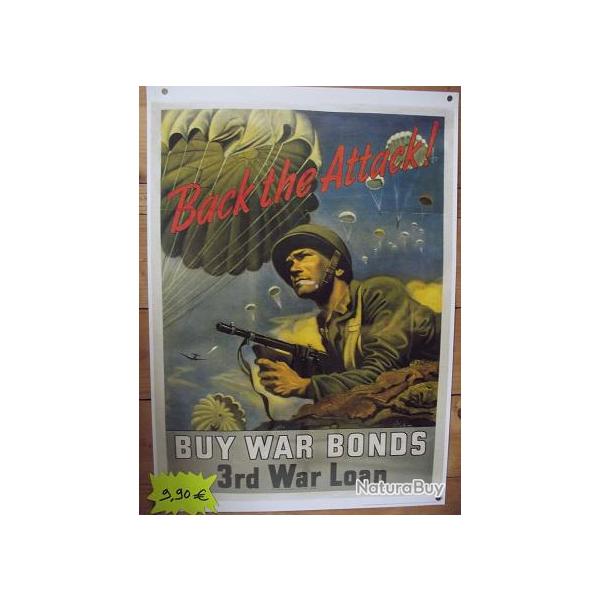 AFFICHE PROPAGANDE PARAS US WW2 50cm X 70cm 9,90� !!!!!!!!!