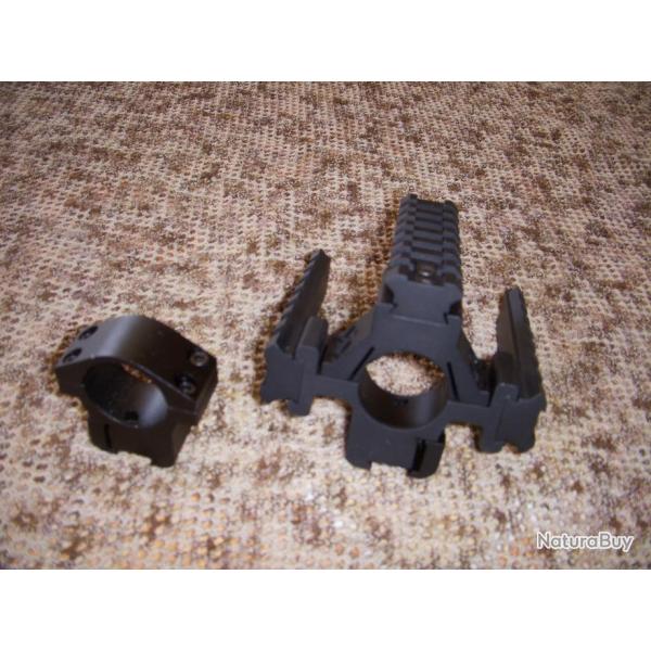 montage fixe TRI RAIL PICATINNY pour rail de 11 mm (carabine 22 lr, 4,5 mm...)