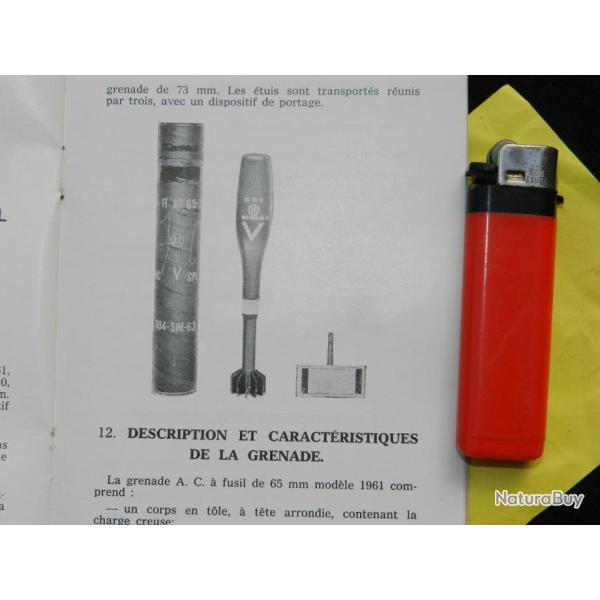 MANUEL GRENADES ANTICHAR  �  FUSIL 73 mm mod�le 1950  dat� 1965 ......
