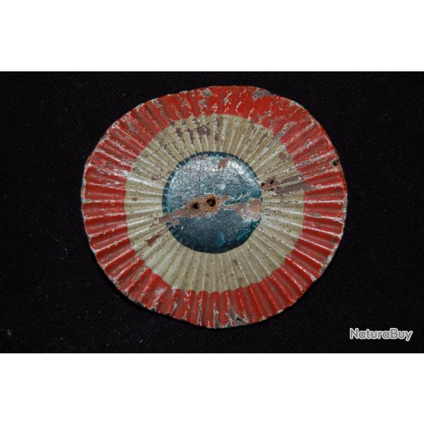 COCARDE ANCIENNE EN CUIR POUR COIFFURE MILITAIRE XIX� SIECLE-OLD FRENCH ROSETTE