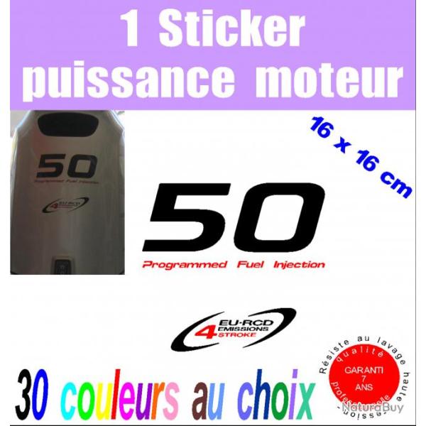 1 sticker HONDA puissance moteur 50 cv srie 2 hors bord bateau barque pche