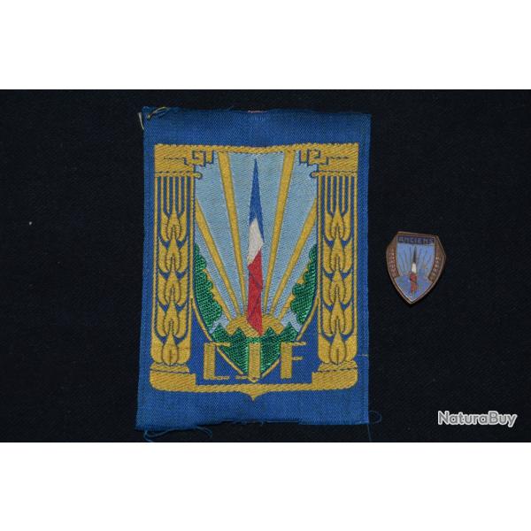 INSIGNE CHANTIER DE JEUNESSE CJF-TISSU ET REDUCTION INSIGNE DRAGO PARIS-OCCUPATION-ETAT FRANCAIS 2�W