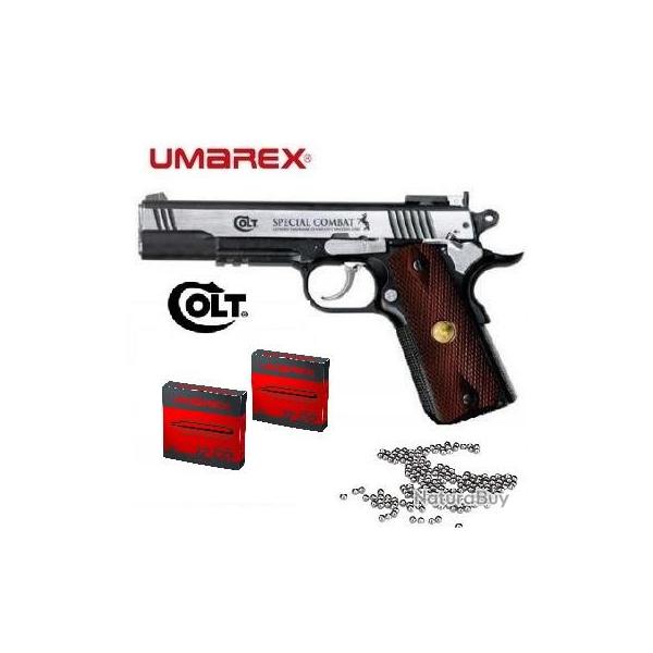 Pistolet Militaire COLT  SPECIAL  COMBAT  / Cal 4.5  Billes Acier  + 10 capsules de Co2