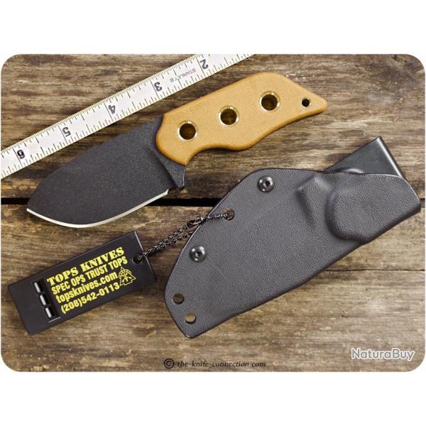 Couteau de Survie Tops Lil Roughneck Lame Acier 5160 Manche Micarta Etui Kydex Made In USA TPLRNK01