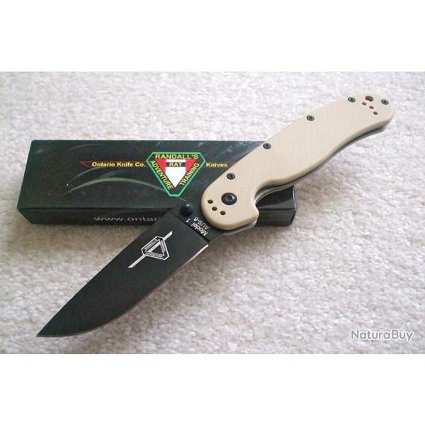 Couteau Ontario RAT-1 Lame Acier AUS-8 Manche Fibre de Nylon Linerlock ON8846DT