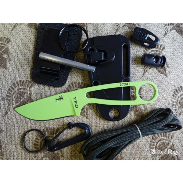 Couteau ESEE Izula Venom Green with Kit Acier carbone 1095 Made In USA ESIZVGKIT